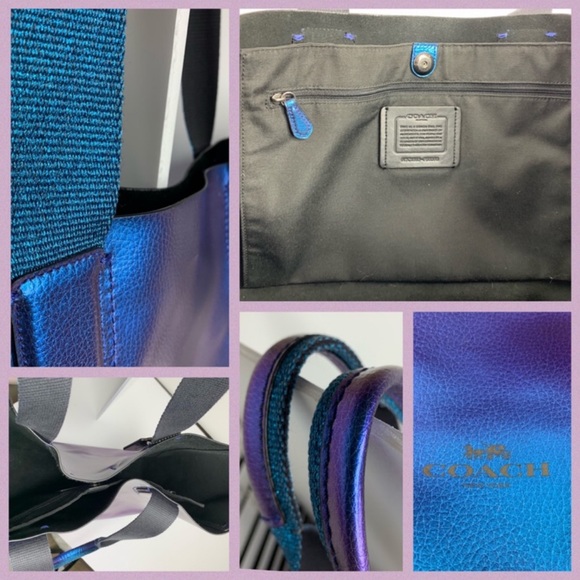 Coach NASA Hologram Purple Blue Metallic Derby Bag - Picture 3 of 5